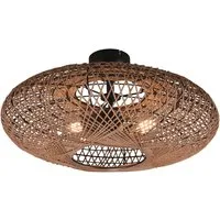 TRIO Leuchten LED Deckenleuchte, Dimmfunktion, LED wechselbar, Warmweiß, große ausgefallene Boho Korblampe für Treppenhaus, Lampenschirm Ø 52cm