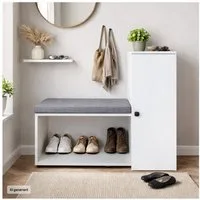 HTI-Living Schuhschrank Schuhschrank mit Sitzbank Thekla Weiß (Stück, 1-St., 1 Schuhschrank inkl. Sitzkissen)