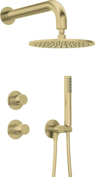Neuesbad Serie 600 Unterputz Dusch-Set mit Kopfbrause Neuesbad Serie 600 Hexa gold gebürstet NB1DENHS_R9YK1