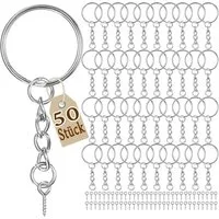 FELIXLEO Schlüsselanhänger Schlüsselring mit Kette 100 Stück Schlüsselanhänger Basteln Set