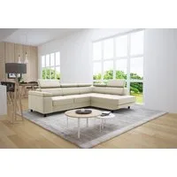 thematys Ecksofa LUNA L mit Schlaffunktion & Bettkasten – aus Velours oder Cord Stoff, mit 5 verstellbaren Kopfstützen, – L-Form 250×183 cm – Schlafsofa mit Auszug