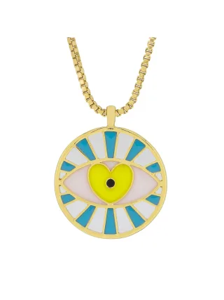 Fashionbox Anhänger mit Kette Messing vergoldet, Anhänger Herzauge