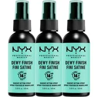 NYX PROFESSIONAL MAKEUP Fixierspray MAKE UP SETTING SPRAY DEWY FINISH, 3er Set, für ein langhaltendes Makeup-Finish