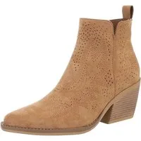 Ital-Design Perforierte Damen Ankle Boots mit bequemem Absatz Westernstiefelette (88577283) Blockabsatz Stiefeletten in Camel