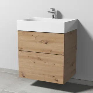 Sanipa 3way Waschtischunterbau zu Kaldewei Silenio Waschtisch mit 2 Auszügen, Eiche Natural-Touch SM45585