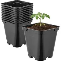Garronda Blumentopf Kunststoff eckig abgerundet mit Drainagelöchern für Garten GD-0200 (10 St., 10er Set)
