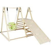 COSTWAY Klettergerüst, Mit Babyschaukel, Ruheplattform, Kletterrampe & Leiter