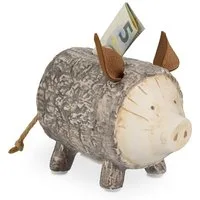 relaxdays Spardose Sparschwein Baumrinde