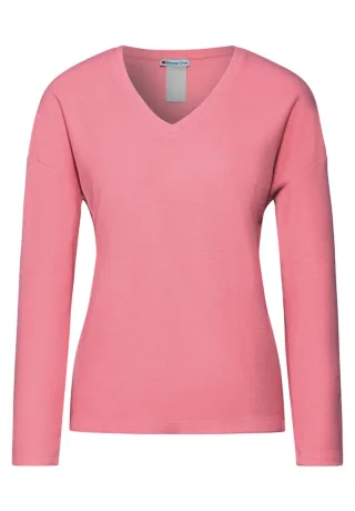 Street One - Kuscheliges V-Neck Shirt pink - Gr. - 38