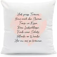 GRAVURZEILE Zierkissen Kissen mit Spruch - Traumsprüche - Geschenk für Kinder -, starke Farben ohne verblassen, Maschinenwäsche geeignet - ohne Füllung