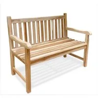 Spetebo Gartenbank 2-Sitzer Teak Gartenbank mit Armlehnen - 120 cm (Stück, 1-St., Holzbank), Holz Sitzbank für 2 Personen