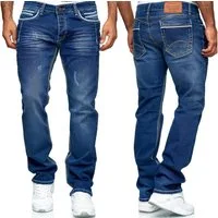 iKENNAS 5-Pocket-Jeans Herren Jeans Hoset Regular Dicke (Jeans 5025 - BLAU) W38/L34
