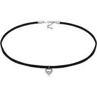 Elli Choker Lederkette synthetisch Herz Anhänger 925 silber