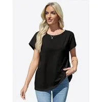 Imily Bela T-Shirt Damen Basic Kurzarm Regular Fit Casual Cap Sleeve (Packung, 1-tlg., 1per-Pack) mit Rundhalsausschnitt in Unifarbe