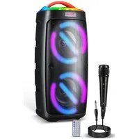 CkeyiN CS-8811 Kabelloser Bluetooth-Partylautsprecher mit Kraftvollem Sound Party-Lautsprecher (Bluetooth, 30 W, mit Mikrofon, TWS, 4 RGB-Flammenlichteffekte, AUX, USB, Radio)