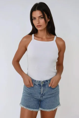Halter-Neck Enganliegendes Basic Tanktop