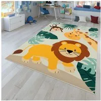 TT Home Teppich Kinderzimmer, Rechteckig, Höhe: 4 mm, Kinderzimmerteppich Teppich Junge Mädchen Kinderteppich Rutschfest Zoo