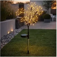 GLOBO LIGHTING LED Solarleuchte, LED-Leuchtmittel fest verbaut, Warmweiß, Solarleuchte Edelstahl Steckleuchte Gartenlampe LED Erdspieß H 60 cm