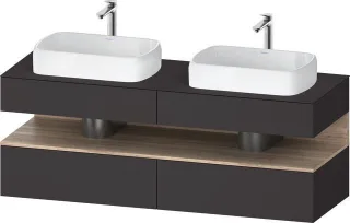 Duravit Qatego Konsolenwaschtischunterbau wandhängend Graphit Supermatt 1600x550x600 mm - QA47790558 QA4779055800000