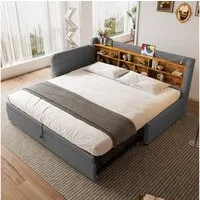 Flieks Daybett, Polsterbett Tagesbett 90/180x200cm mit Ausziehbett und Aufladen