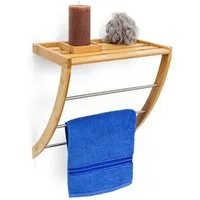 relaxdays Handtuchregal Wandhandtuchhalter Bambus & Chrom