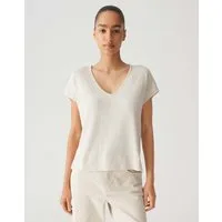 OPUS Kurzarmshirt Shirt SIRUKUS Boxy Fit in Feinstrick Optik