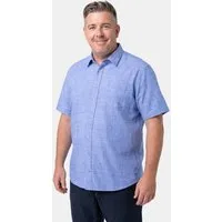 Men Plus Kurzarmhemd Hemd Halbarm Kentkragen Leinenoptik Comfort Fit