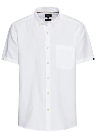camel active - Kurzarmhemd aus einem Baumwoll-Leinenmix white - Gr. - L