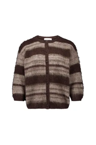 Studio Anneloes - Bibi ssl stripe cardigan chestnut/espresso - Gr. - XS