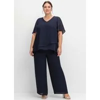 Sheego Jumpsuit Overall Kurzarm Innenbeinlänge ca. 76 cm