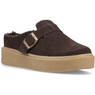 Hush Puppies Blanche Fell Leder Damen Schokoladen-Pantoletten