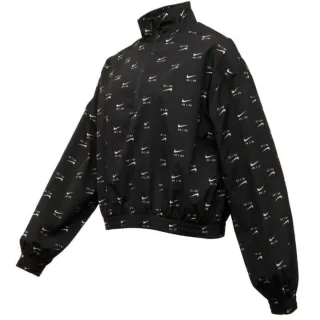 Schwarze, dunne Jacke mit durchgehendem Logo von Nike