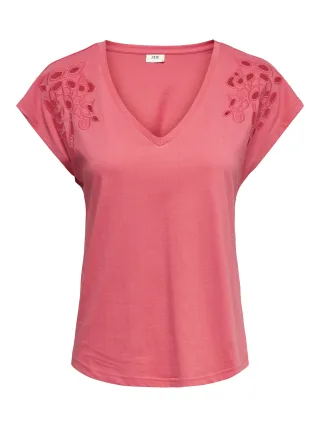 JDY - JDYROSE LIFE S/S EMB TOP JRS Calypso Coral - Gr. - S