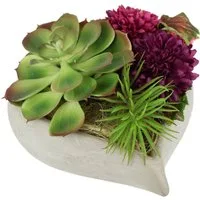 Kunstblume Succulenten/Zierkohl, I.GE.A., Höhe 16 cm, im herzförmigen Topf
