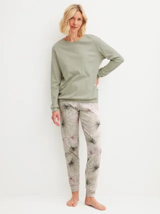 CALIDA - DAMEN Pyjama mit Bündchen tea green - Gr. - M