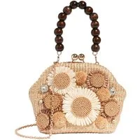 LIPSY Clutch Clutch-Tasche in Raffiaoptik mit 3D-Blume (1-tlg)