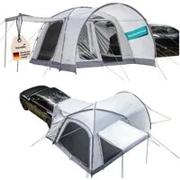 Skandika Kuppelzelt Pitea 4 Flex Protect Bundle mit SUV-Schleuse, Moskitonetz, Personen: 4 (Campingzelt für 4 Personen, Organizer-Taschen, Kabeldurchführung), eingenähter Zeltboden, UPF 50+, Wassersäule 5000 mm