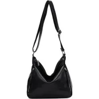 ITALYSHOP24 Schultertasche Damen Tasche Shopper Crossbody Handtasche Umhängetasche Beuteltasche, CrossOver Damentasche Hobo Bag Henkeltasche Reisetasche Leder Optik