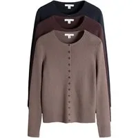 The Set Cardigan The Set Gerippte Langarm-Strickjacke, 3er-Pack (3-tlg)