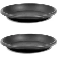 HAC24 Blumentopfuntersetzer Blumentopf Untersetzer Pflanztopf Blumenkübel Schale Pflanzschale, 2-tlg., Anthrazit Kunststoff Rund Ø 58 cm