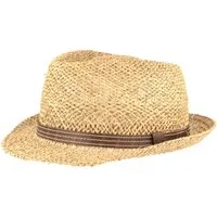 Breiter Strohhut Seegras Trilby Kunstleder-Garnitur