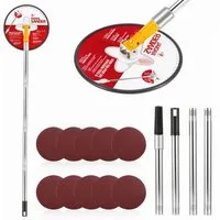 BlingBin Schleifpapier Handschleifer mit Verlängerungsstange & 360° drehbarem 22cm Rundkopf, (15er Set, 15 St., Verfügbare Körnungen Schleifblätter: 80, 120, 150, 180, 240), Klettaufnahme, für Gips und Holz, inkl. 10 Schleifblättern P80–P240