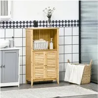 HOMCOM Badkommode Badzimmerschrank mit offenem Regal (Badezimmer Standregal, 1 St., Badregal), Bambus, Natur, 50 x 25,5 x 92 cm