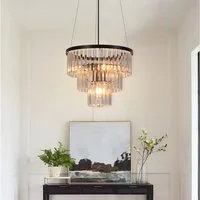 Nettlife Pendelleuchte Kristall Modern Wohnzimmer 3 Flammig E27 Schwarz Esstisch Hängeleuchte, Höhenverstellbar, LED wechselbar, Pendellampe für Küche Esszimmer Schlafzimmer