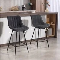 HOMCOM Barhocker drehbare Tresenhocker mit Rückenlehne (Set, 2 St., 2er Set), 360° drehbar, gepolstert, leicht zu reinigen