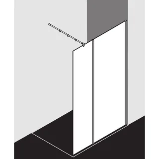 Kermi Walk-In XB Glasanlage XBWIW12020VAK 118-120 x 200 cm, silber hochglanz, ESG klar, 90Grad Stabilisierung rund