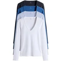 The Set Langarmshirt The Set Langarmshirts mit V-Ausschnitt, 4er-Pack (4-tlg)