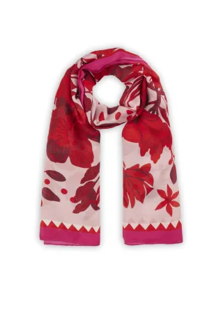 Schal aus weicher Viskose mit floralem Motiv rot - Gr. - ONE SIZE