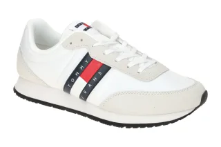 Tommy Hilfiger EM01351 YBR Herren Sneaker Wei? Runner Casual Ess Textil Fu?bett
