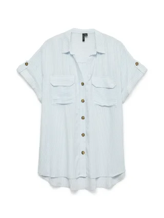 VERO MODA - VMBUMPY SS SHIRT WVN NOOS Snow White - Gr. - M